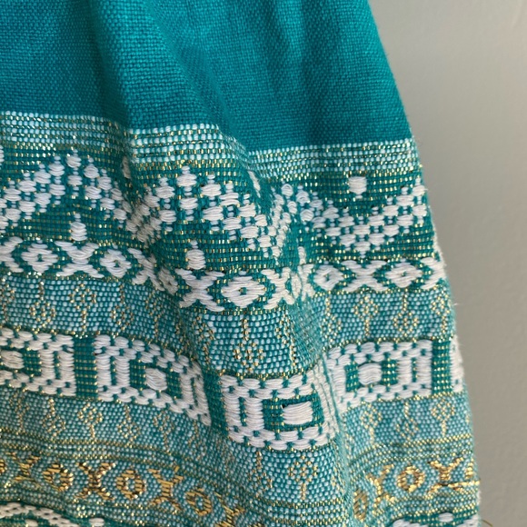 Vintage Boho Green Ethnic Embroidered Dress Southwest Central South America M L - Picture 7 of 10